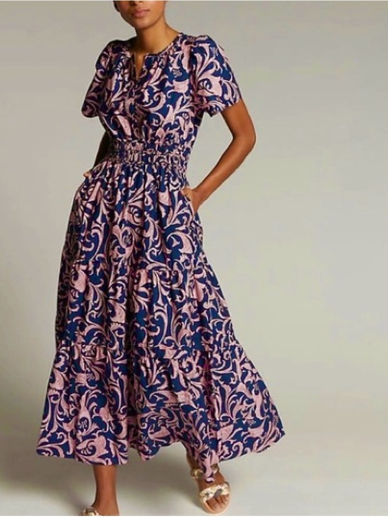Anthropologie Dresses & Skirts - Anthropologie Somerset Pink and Navy Maxi Dress Size Small